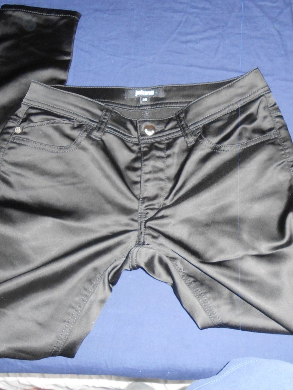 Just Cavalli Women's Sz 26 Black Casual shiny Polyester Pants shine EUC